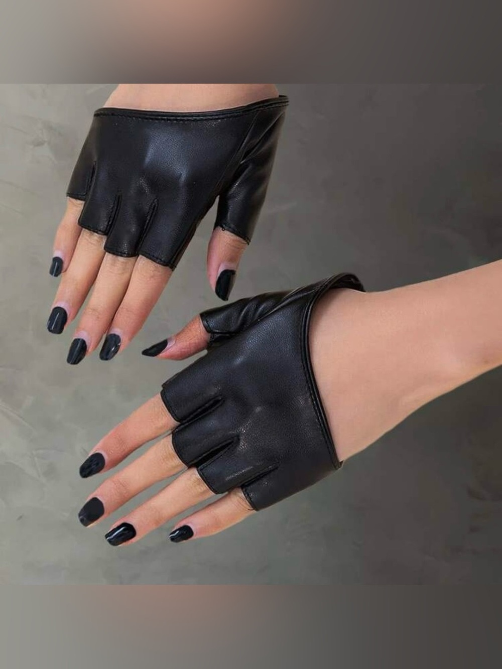 Black Fingerless Leather Gloves